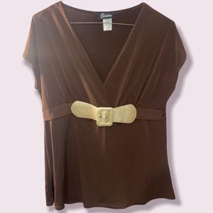 Vintage Y2K Goddess Brown Blouse with Belt